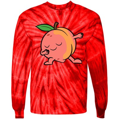 Peach Dabbing Peach Fruit Love Peaches Tie-Dye Long Sleeve Shirt