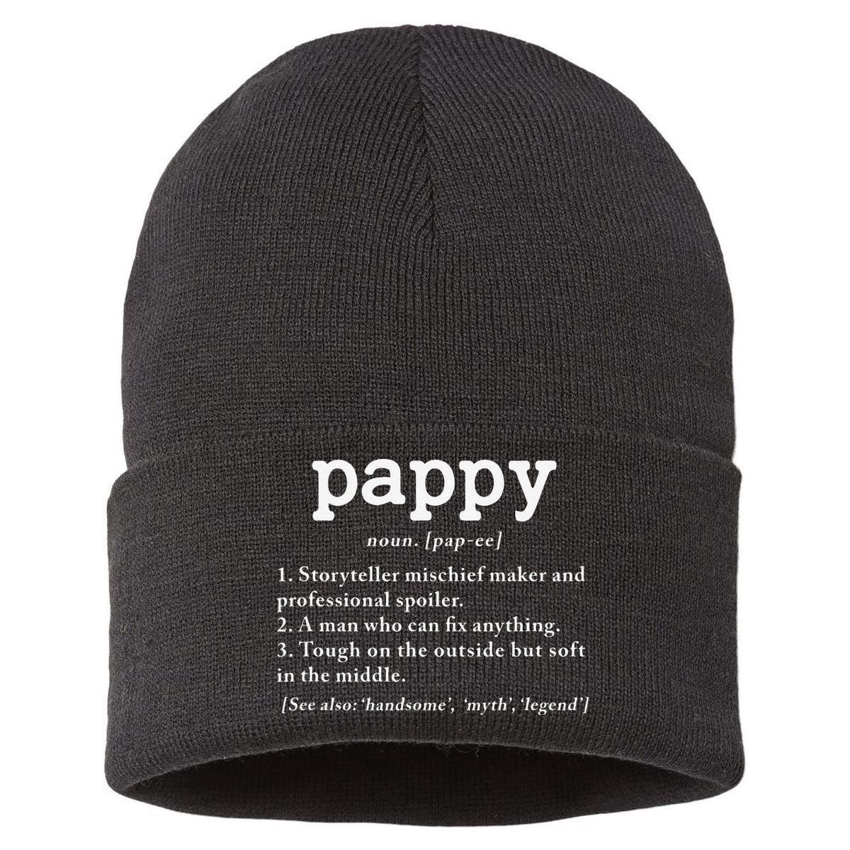 Pappy Definition Papa Grandpa Fathers Day Present Sustainable Knit Beanie