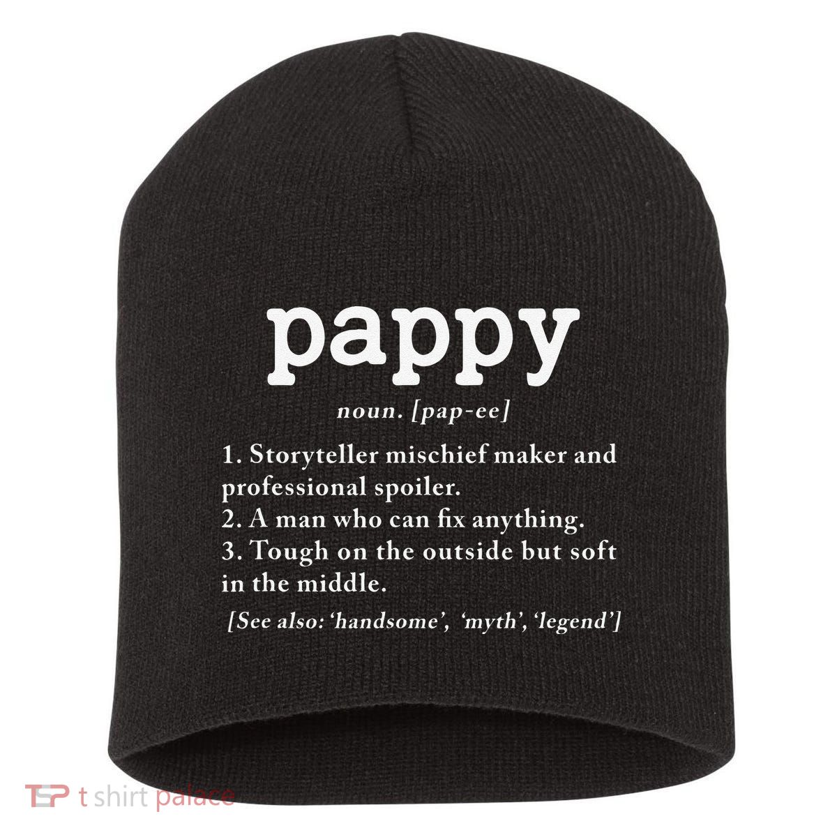 Pappy Definition Papa Grandpa Fathers Day Present Short Acrylic Beanie