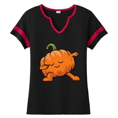 Pumpkin Dabbing Pumpkin Vegetable Pumpkins Ladies Halftime Notch Neck Tee