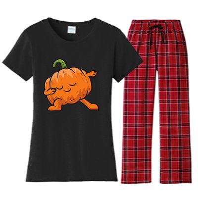 Pumpkin Dabbing Pumpkin Vegetable Pumpkins Women's Flannel Pajama Set