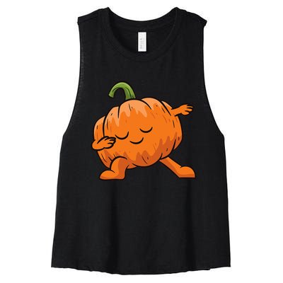 Pumpkin Dabbing Pumpkin Vegetable Pumpkins Women's Racerback Cropped Tank