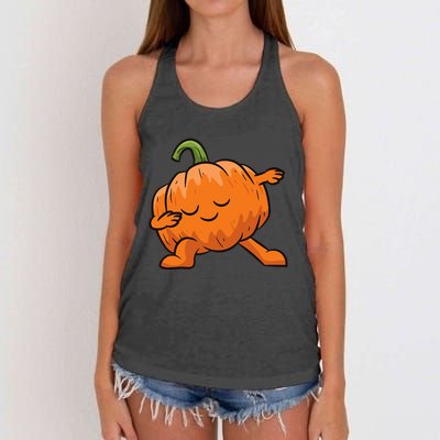 Pumpkin Dabbing Pumpkin Vegetable Pumpkins Women's Knotted Racerback Tank