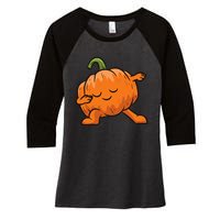 Pumpkin Dabbing Pumpkin Vegetable Pumpkins Women's Tri-Blend 3/4-Sleeve Raglan Shirt