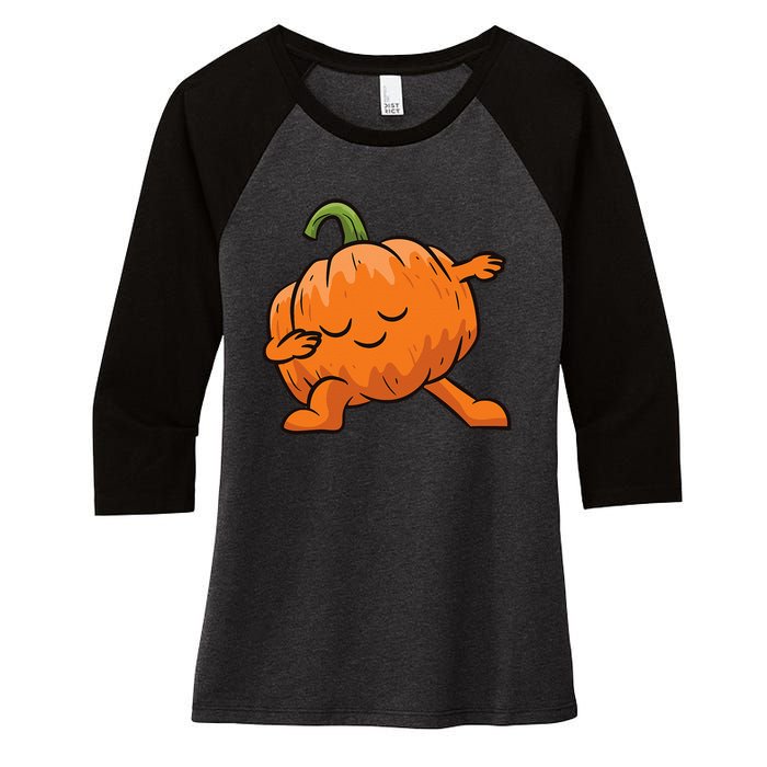 Pumpkin Dabbing Pumpkin Vegetable Pumpkins Women's Tri-Blend 3/4-Sleeve Raglan Shirt