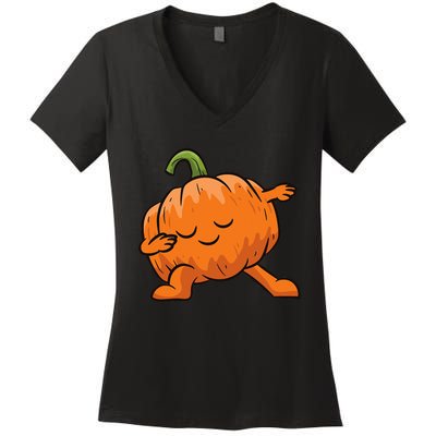 Pumpkin Dabbing Pumpkin Vegetable Pumpkins Women's V-Neck T-Shirt