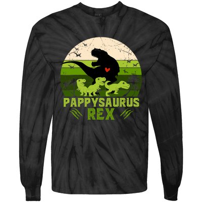 Pappy Dinosaur Pappysaurus 3 Three Xmas Christmas Tie-Dye Long Sleeve Shirt