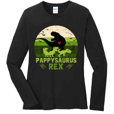 Pappy Dinosaur Pappysaurus 3 Three Xmas Christmas Ladies Long Sleeve Shirt