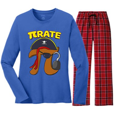 Pi Day Pirate Pi Symbol Graphic Art Math Lover Gift Women's Long Sleeve Flannel Pajama Set 