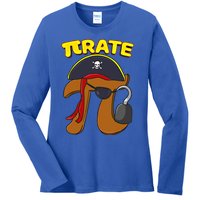 Pi Day Pirate Pi Symbol Graphic Art Math Lover Gift Ladies Long Sleeve Shirt