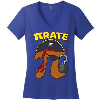 Pi Day Pirate Pi Symbol Graphic Art Math Lover Gift Women's V-Neck T-Shirt