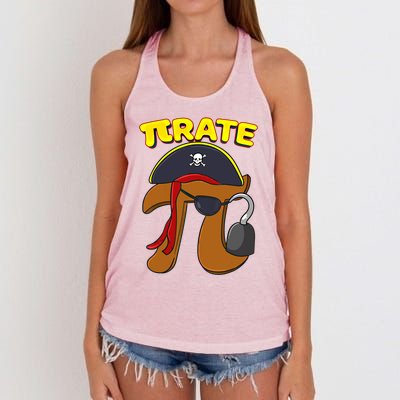 Pi Day Pirate Pi Symbol Graphic Art Math Lover Gift Women's Knotted Racerback Tank