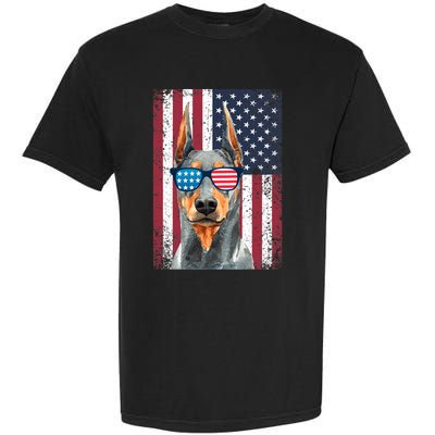 Patriotic Doberman Pinscher 4th Of July Usa American Flag Garment-Dyed Heavyweight T-Shirt