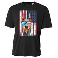 Patriotic Doberman Pinscher 4th Of July Usa American Flag Cooling Performance Crew T-Shirt