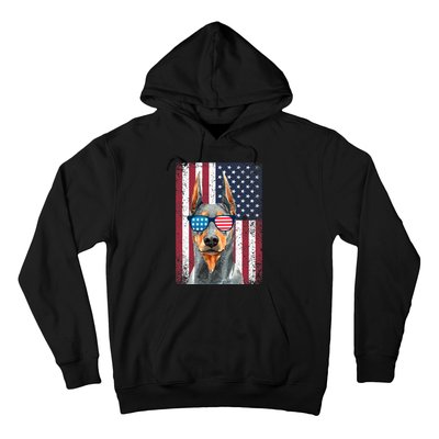 Patriotic Doberman Pinscher 4th Of July Usa American Flag Hoodie