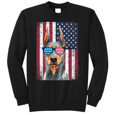 Patriotic Doberman Pinscher 4th Of July Usa American Flag Sweatshirt