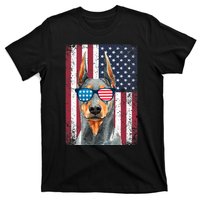 Patriotic Doberman Pinscher 4th Of July Usa American Flag T-Shirt