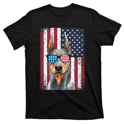 Patriotic Doberman Pinscher 4th Of July Usa American Flag T-Shirt