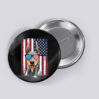 Patriotic Doberman Pinscher 4th Of July Usa American Flag Button