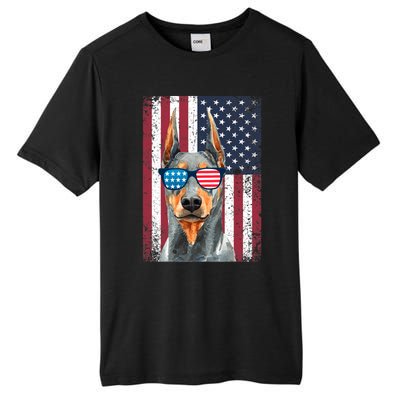 Patriotic Doberman Pinscher 4th Of July Usa American Flag Tall Fusion ChromaSoft Performance T-Shirt