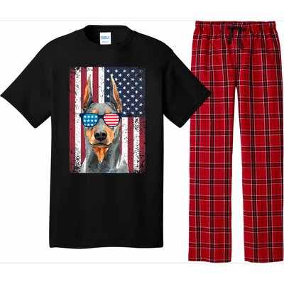 Patriotic Doberman Pinscher 4th Of July Usa American Flag Pajama Set