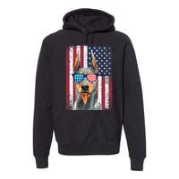 Patriotic Doberman Pinscher 4th Of July Usa American Flag Premium Hoodie