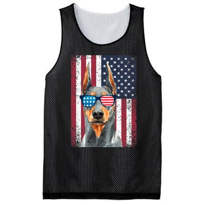 Patriotic Doberman Pinscher 4th Of July Usa American Flag Mesh Reversible Basketball Jersey Tank