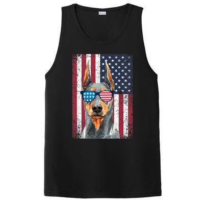 Patriotic Doberman Pinscher 4th Of July Usa American Flag PosiCharge Competitor Tank