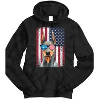 Patriotic Doberman Pinscher 4th Of July Usa American Flag Tie Dye Hoodie