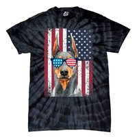 Patriotic Doberman Pinscher 4th Of July Usa American Flag Tie-Dye T-Shirt