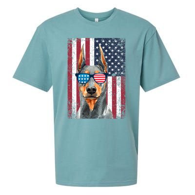 Patriotic Doberman Pinscher 4th Of July Usa American Flag Sueded Cloud Jersey T-Shirt