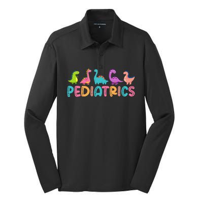 Pediatrics Dinosaurs Peds Nurse Crew Appreciation Pediatric Silk Touch Performance Long Sleeve Polo