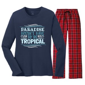 Paradise DoesnT Women's Long Sleeve Flannel Pajama Set 