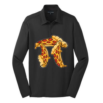 Pi Day Pizza Pi Funny Math Food Silk Touch Performance Long Sleeve Polo