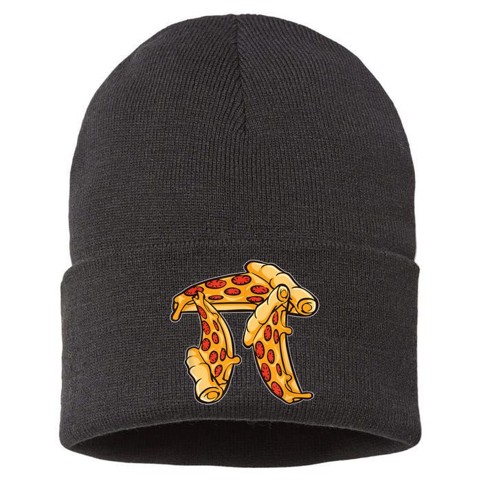 Pi Day Pizza Pi Funny Math Food Sustainable Knit Beanie