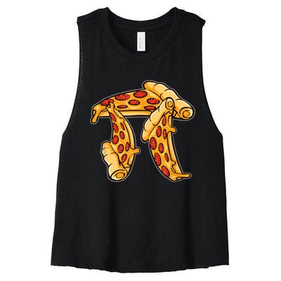 Pi Day Pizza Pi Funny Math Food Women's Racerback Cropped Tank