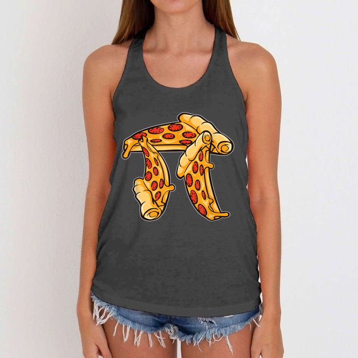 Pi Day Pizza Pi Funny Math Food Women's Knotted Racerback Tank