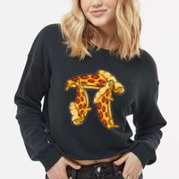 Pi Day Pizza Pi Funny Math Food Cropped Pullover Crew