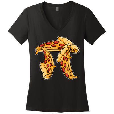 Pi Day Pizza Pi Funny Math Food Women's V-Neck T-Shirt