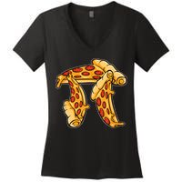 Pi Day Pizza Pi Funny Math Food Women's V-Neck T-Shirt