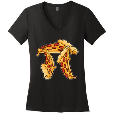 Pi Day Pizza Pi Funny Math Food Women's V-Neck T-Shirt