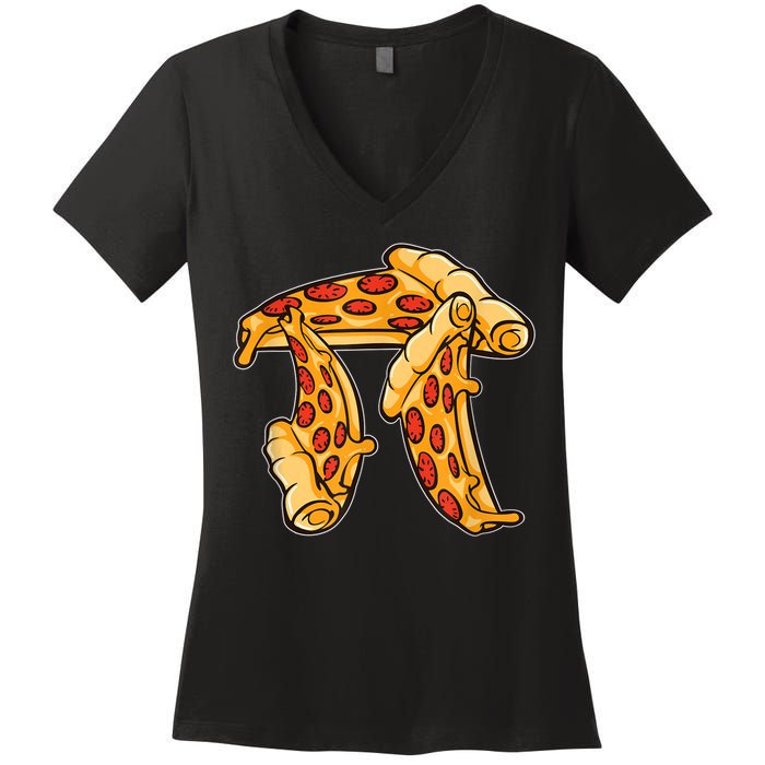 Pi Day Pizza Pi Funny Math Food Women's V-Neck T-Shirt