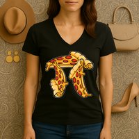 Pi Day Pizza Pi Funny Math Food Women's V-Neck T-Shirt