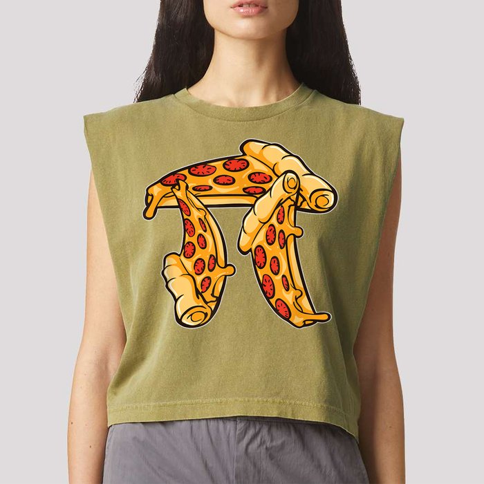 Pi Day Pizza Pi Funny Math Food Garment-Dyed Women's Muscle Tee
