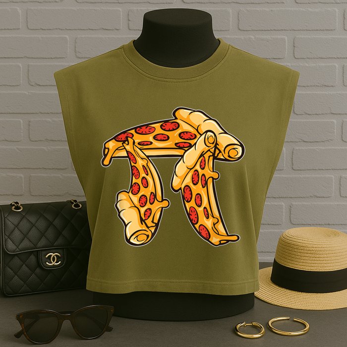Pi Day Pizza Pi Funny Math Food Garment-Dyed Women's Muscle Tee
