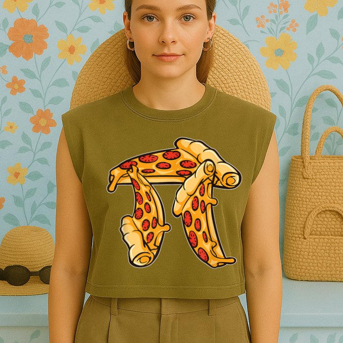 Pi Day Pizza Pi Funny Math Food Garment-Dyed Women's Muscle Tee