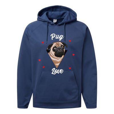 Pug Dog Pet Holder Dog Love Pug Love Performance Fleece Hoodie