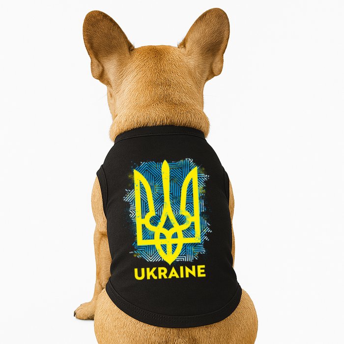 Painted Distressed Pattern Ukraine Coat Of Arms Flag Doggie Tank