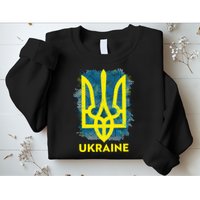 Painted Distressed Pattern Ukraine Coat Of Arms Flag Sweatshirt