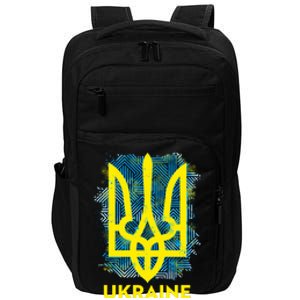 Painted Distressed Pattern Ukraine Coat Of Arms Flag Impact Tech Backpack